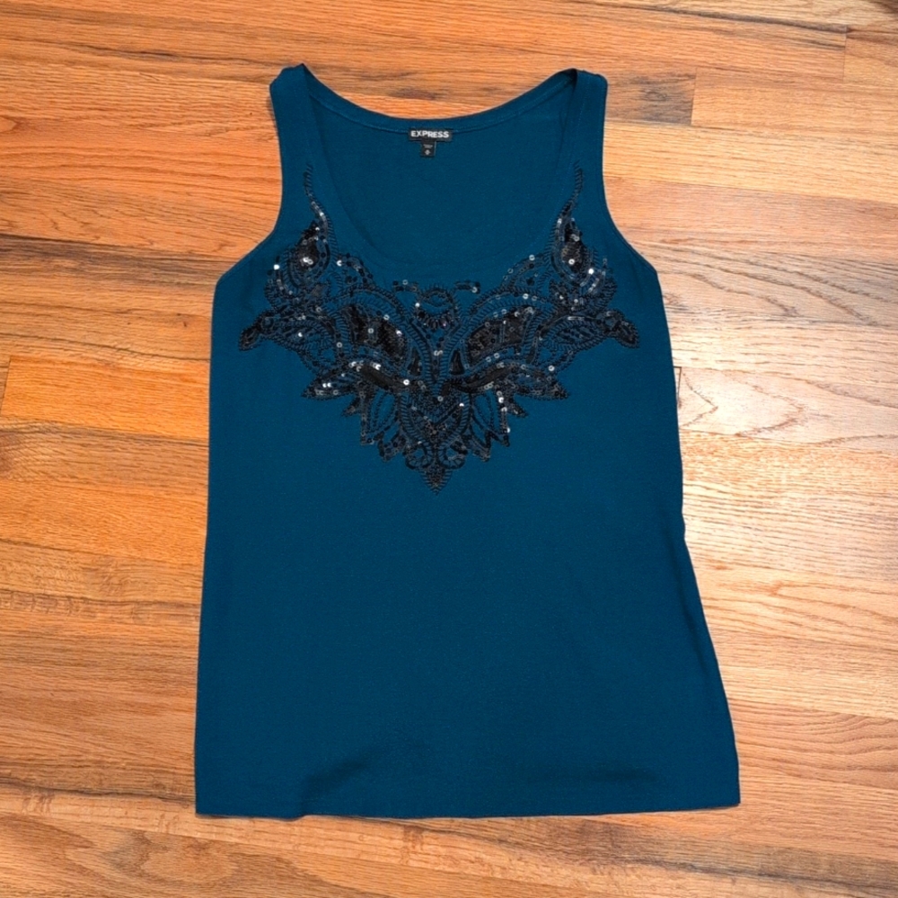 Express Tank with Sequin Detail